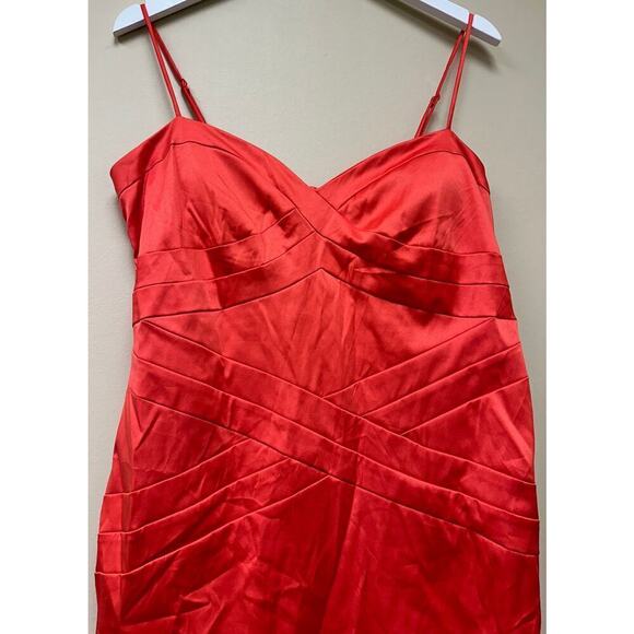 Bisou Bisou y2k Spaghetti Strap Red Coral Satin Bustier Party Dress Size 14 - Picture 4 of 13